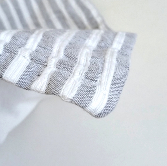 INUP Home Portugal Farmhouse Grey White Puckered Striped King Pillow Sham Set - Picture 5 of 15
